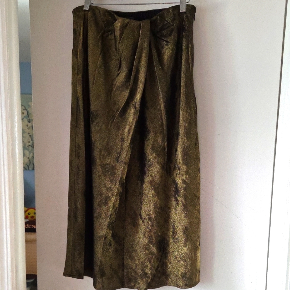 Worthington Green Maxi A-Line Skirt Ruched Cocktail